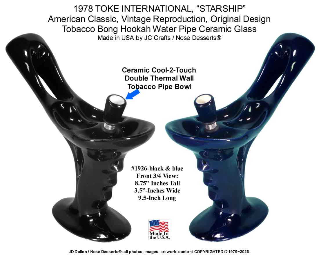 American Classic, 1978 TOKE International "STARSHIP", Star-Trek Style, Tobacco Bong Water Pipe Ceramic Glass, FREE SHIPPING!