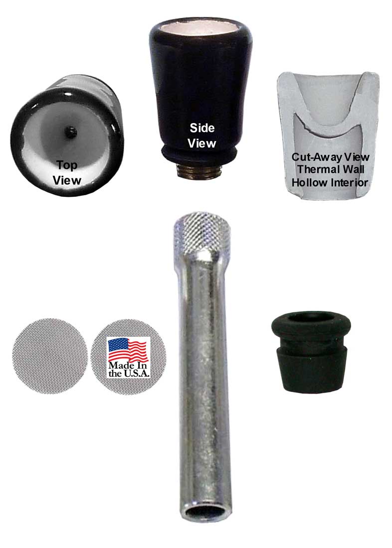 #1996: Aluminum Water-Pipe Parts Set-Up, Tobacco Bong, with Jacpa Ceramic Glass Bowl, 1.5 - Thru - 5.5wl, Your Choice-inch Stem Tubes+Rubber Grommets - FREE SHIPPING!