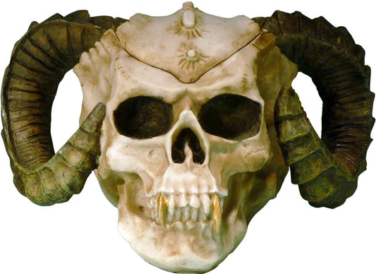 Human Evil Demon Devil Ram Horn Vampire Aged Relic Skull Voodoo, Removable Top Stash Ashtray - FREE SHIPPING!