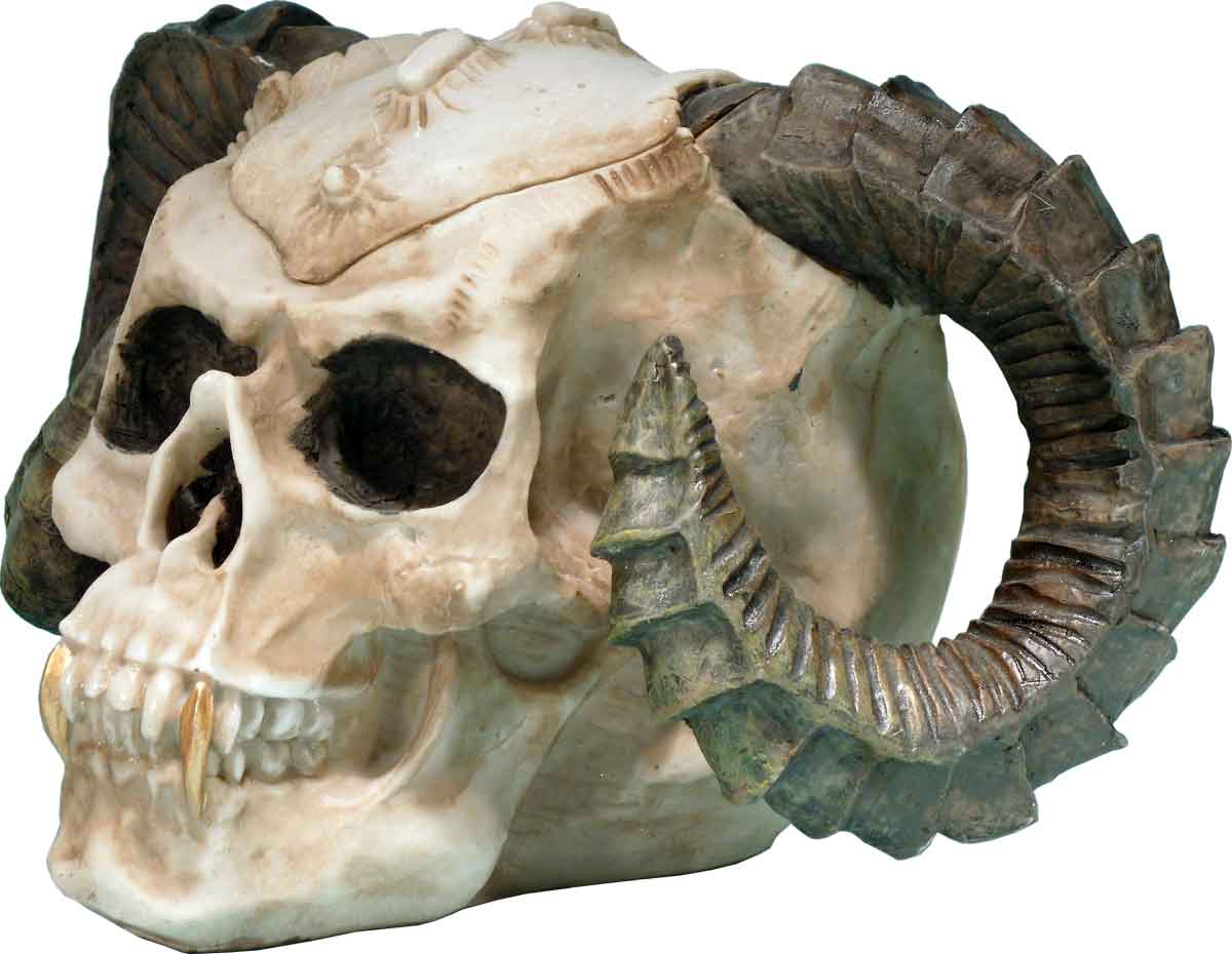 Human Evil Demon Devil Ram Horn Vampire Aged Relic Skull Voodoo, Removable Top Stash Ashtray - FREE SHIPPING!