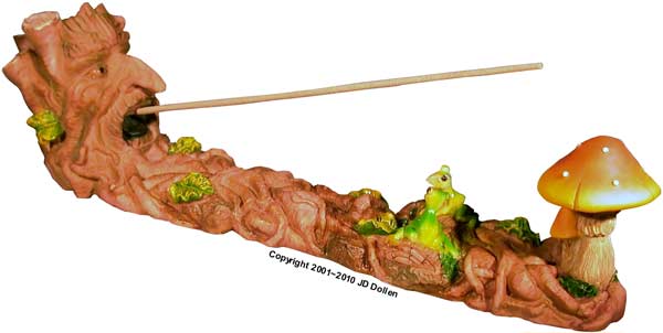 Magic Wizard and Tree Frogs Psychedelic Mushroom Garden Stick + cone Incense burner #2875 USA, FREE SGIPPING!