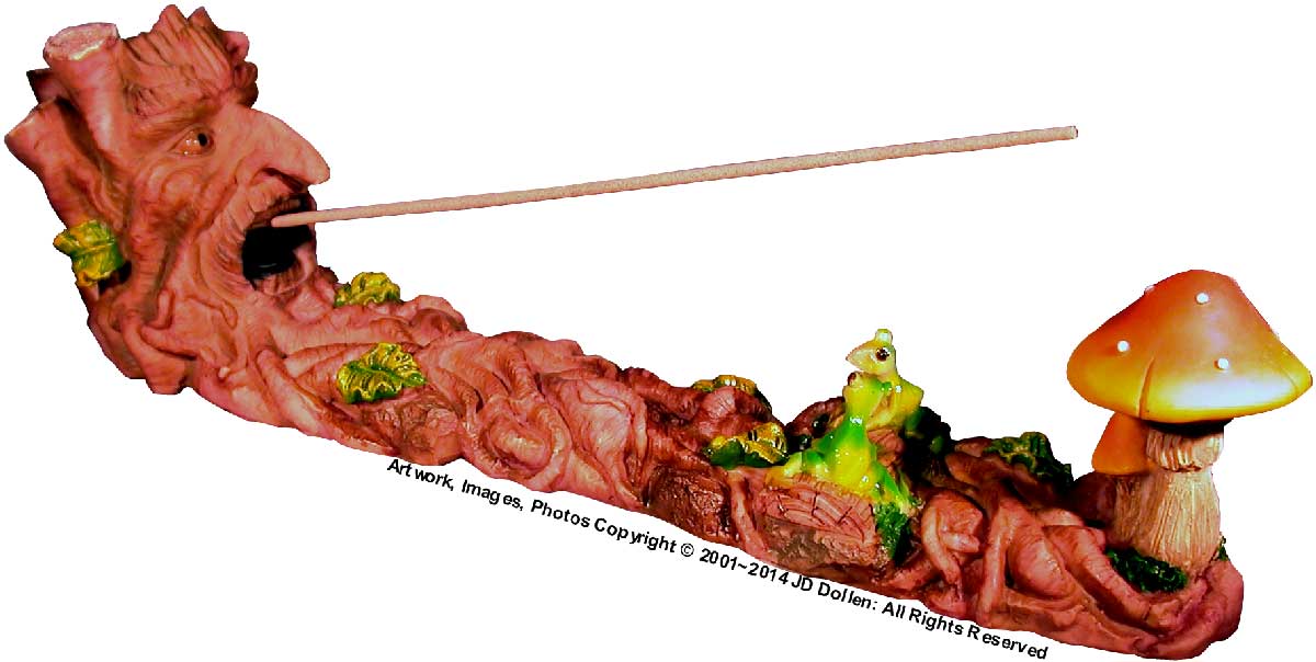 Magic Wizard and Tree Frogs Psychedelic Mushroom Garden Stick + cone Incense burner #2875 USA, FREE SGIPPING!