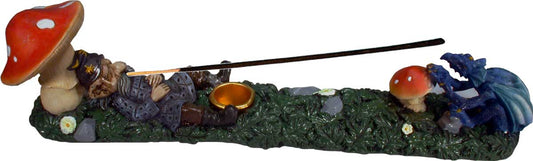 #2877: Magic Wizard and Dragon in Mushroom Garden Stick + Cone Incense Burner #2877 USA, FREE SHIPPING!