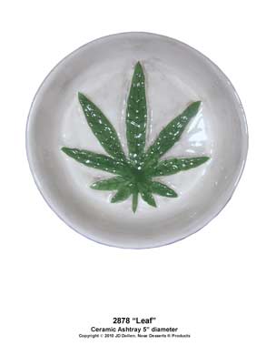 #2878 Magic 420 Cannabis Leaf Design, Detailed Raised Carved Relief, Ceramic-Glass ‘Ashtray’ or ‘Candy Dish’, FREE SHIPPING!