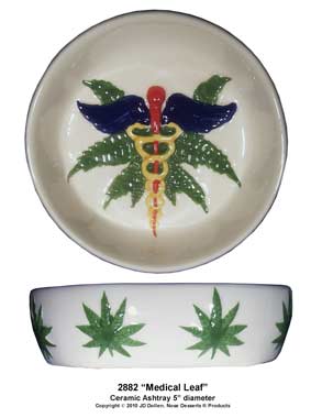 #2882 Magic 420 Medical Cannabis Leaf Design, Detailed Raised Carved Relief, Ceramic-Glass ‘Ashtray’ or ‘Candy Dish’, FREE SHIPPING!