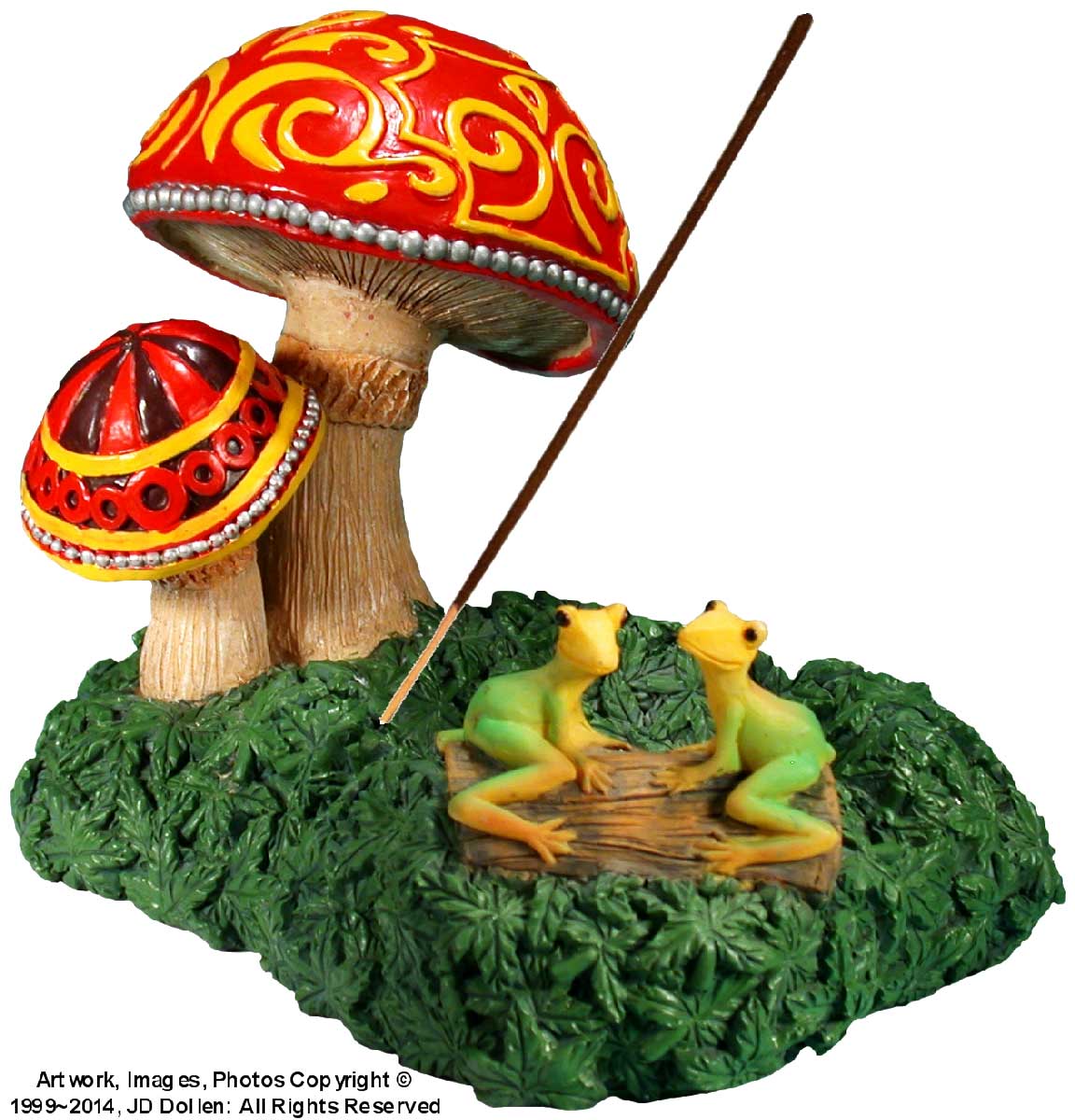 Psychedelic Magic Mushrooms and Frogs Incense Burner Ashtray + Incense Sticks, FREE SHIPPING!