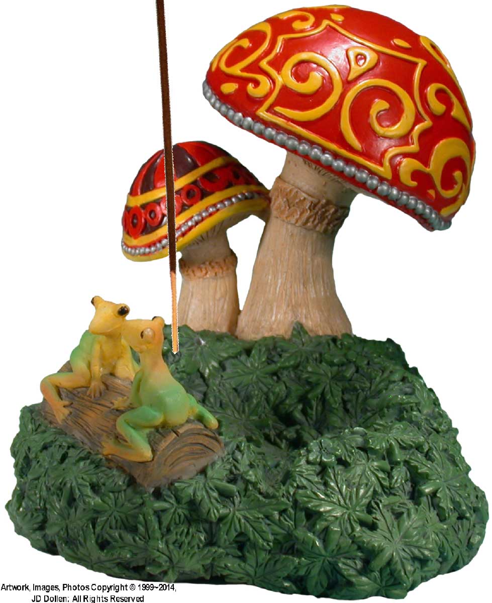Psychedelic Magic Mushrooms and Frogs Incense Burner Ashtray + Incense Sticks, FREE SHIPPING!