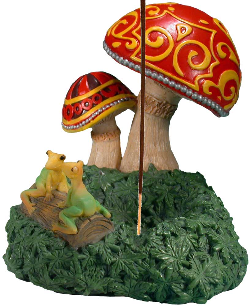 Psychedelic Magic Mushrooms and Frogs Incense Burner Ashtray + Incense Sticks, FREE SHIPPING!