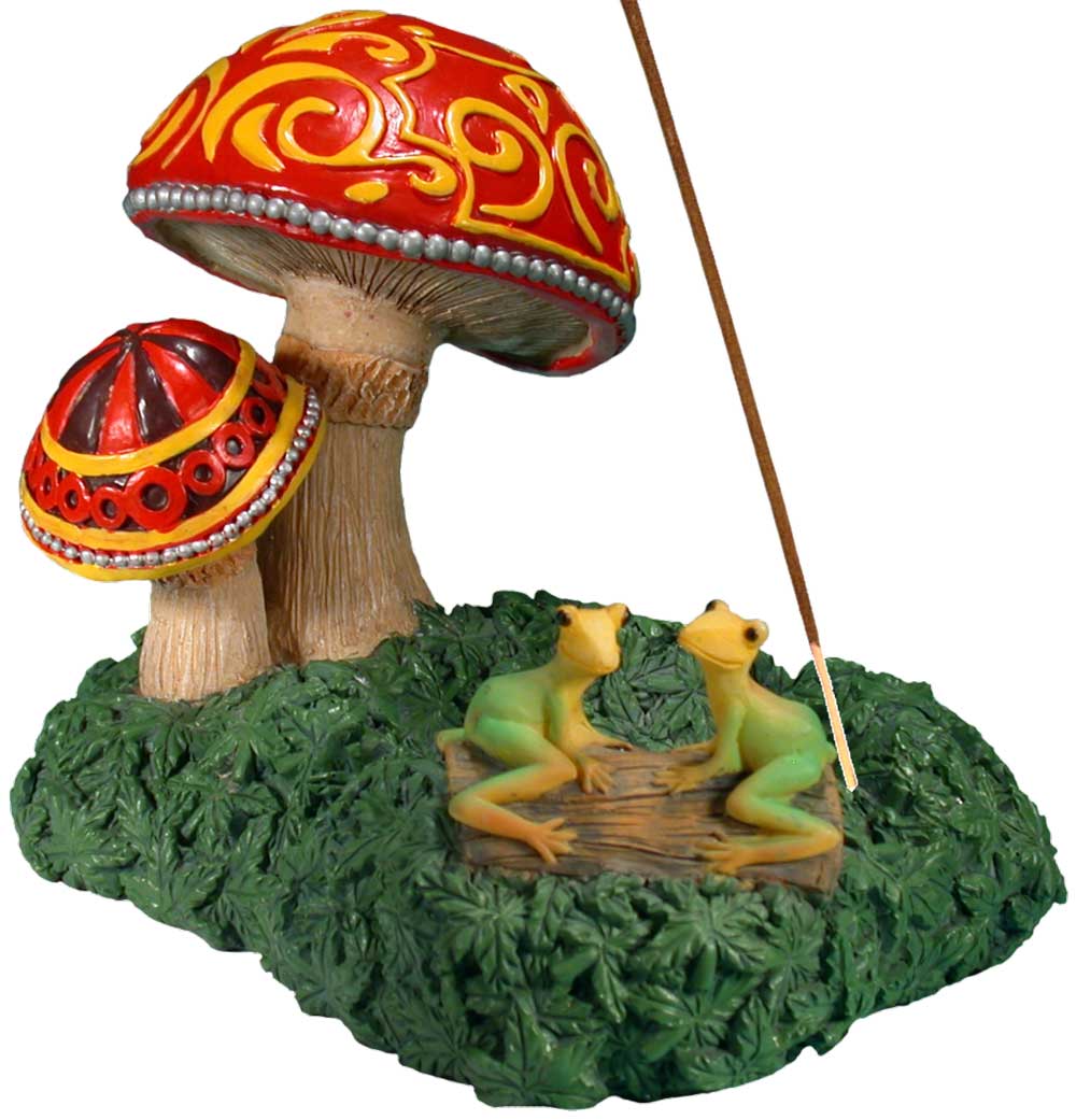 Psychedelic Magic Mushrooms and Frogs Incense Burner Ashtray + Incense Sticks, FREE SHIPPING!