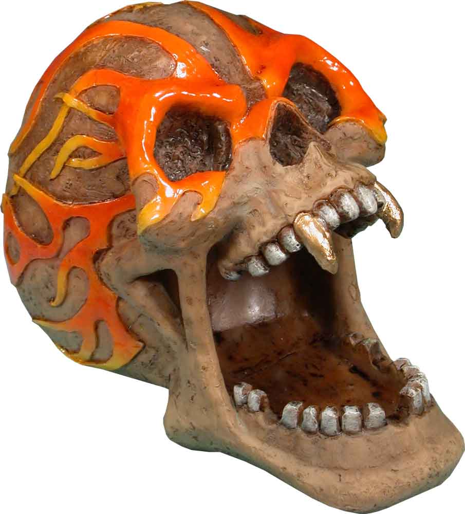 #0400-2894-01: Halloween Voodoo Demon Devil Vampire Red Flamed Skull - Open Mouth - Small Ashtray Candy Dish, FREE SHIPPING!