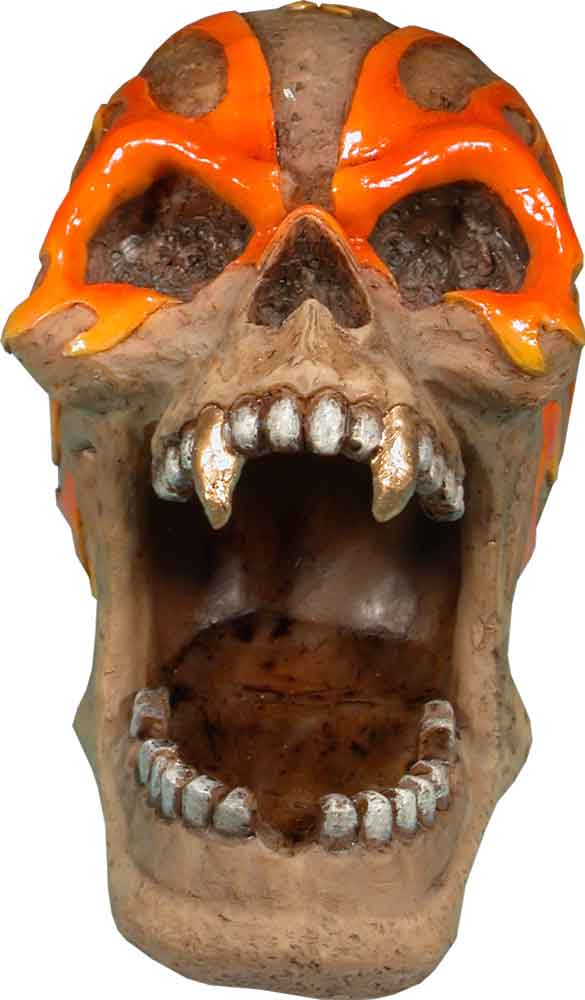 #0400-2894-01: Halloween Voodoo Demon Devil Vampire Red Flamed Skull - Open Mouth - Small Ashtray Candy Dish, FREE SHIPPING!