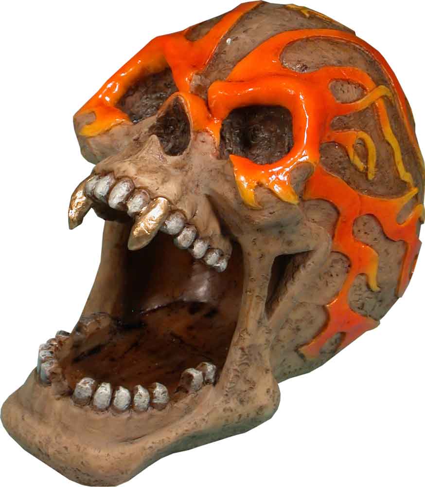 #0400-2894-01: Halloween Voodoo Demon Devil Vampire Red Flamed Skull - Open Mouth - Small Ashtray Candy Dish, FREE SHIPPING!