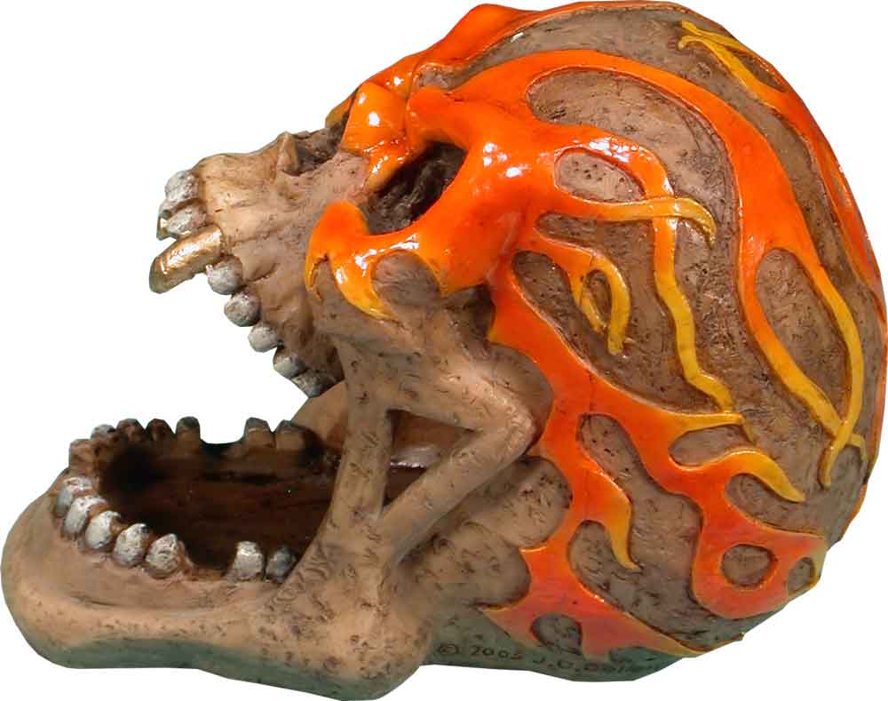 #0400-2894-01: Halloween Voodoo Demon Devil Vampire Red Flamed Skull - Open Mouth - Small Ashtray Candy Dish, FREE SHIPPING!