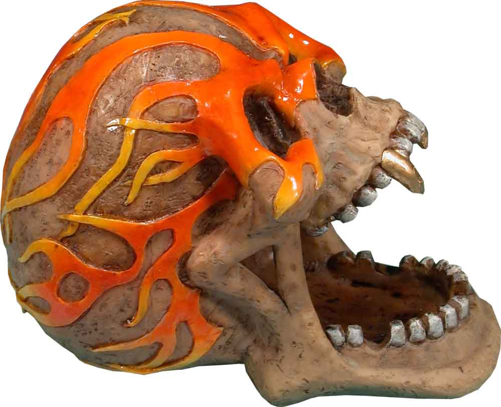 #0400-2894-01: Halloween Voodoo Demon Devil Vampire Red Flamed Skull - Open Mouth - Small Ashtray Candy Dish, FREE SHIPPING!