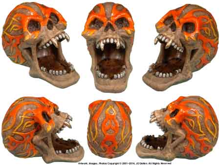 #0400-2894-01: Halloween Voodoo Demon Devil Vampire Red Flamed Skull - Open Mouth - Small Ashtray Candy Dish, FREE SHIPPING!