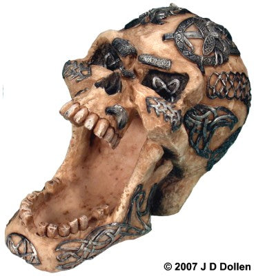#0400-2894-08: Halloween Voodoo Demon Devil Vampire Tribal Tattoo Celtic Skull - Open Mouth - Small Ashtray Candy Dish, FREE SHIPPING!
