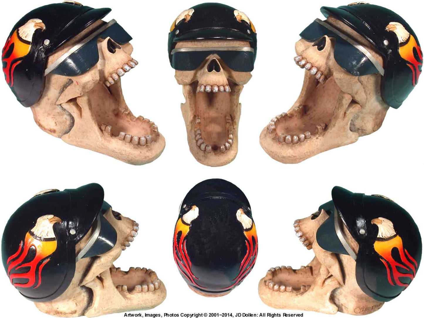 #0400-2894-09: Halloween Voodoo Demon Highway Motorcycle Biker Ghost Rider Skull - Open Mouth - Small Ashtray Candy Dish, FREE SHIPPING!