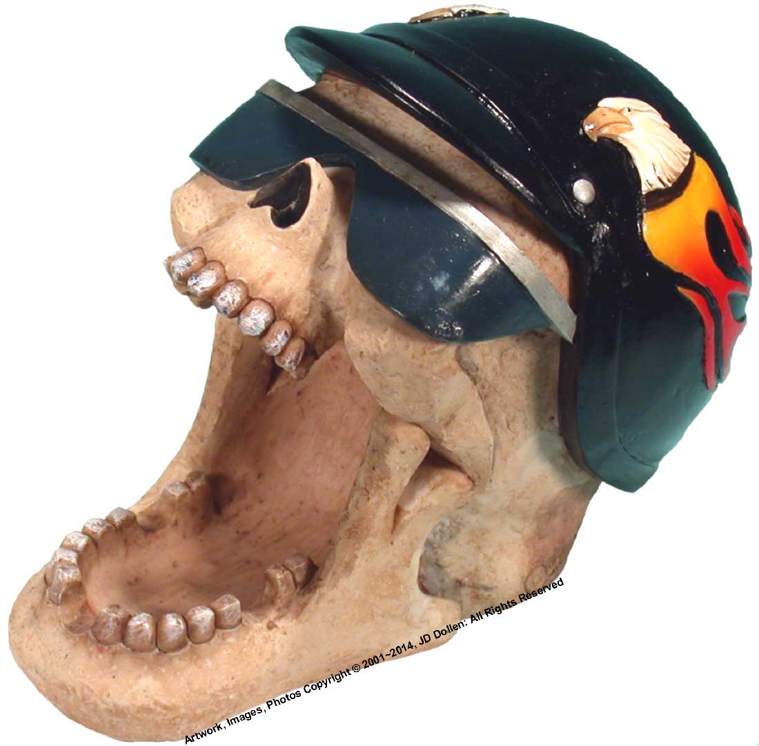 #0400-2894-09: Halloween Voodoo Demon Highway Motorcycle Biker Ghost Rider Skull - Open Mouth - Small Ashtray Candy Dish, FREE SHIPPING!