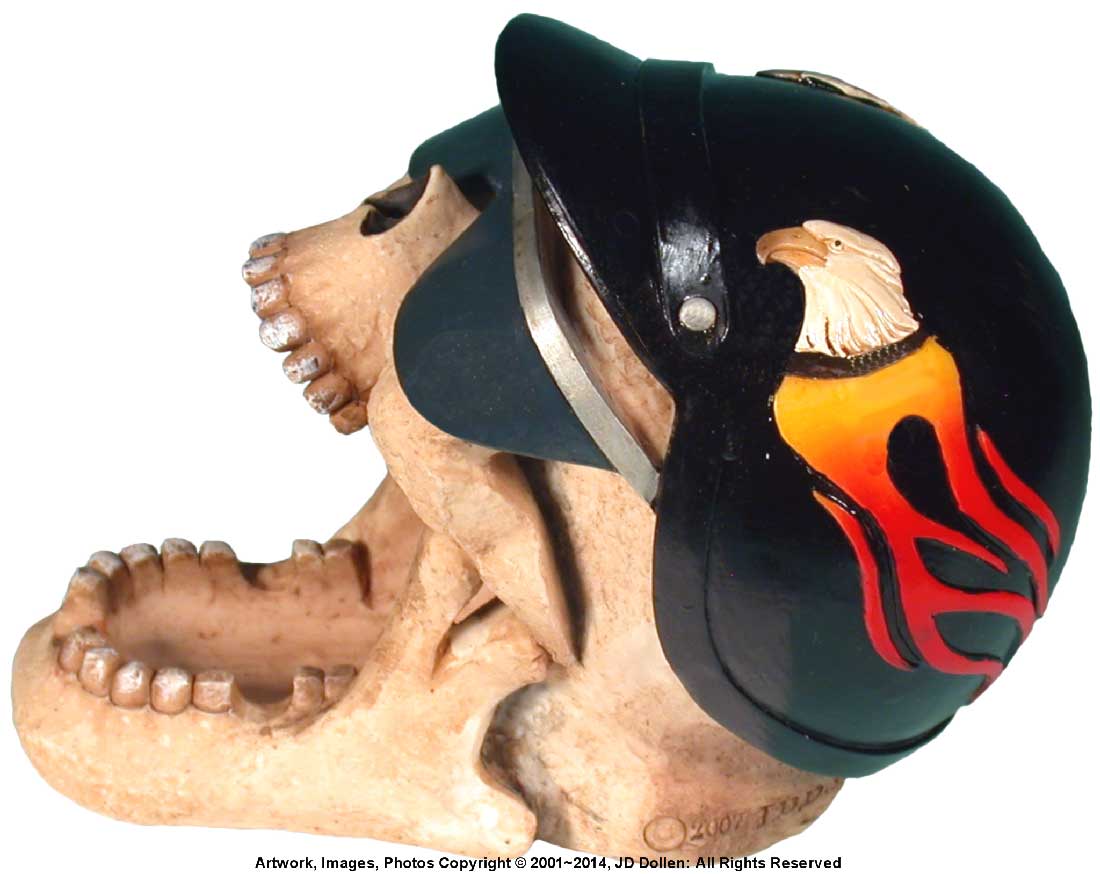 #0400-2894-09: Halloween Voodoo Demon Highway Motorcycle Biker Ghost Rider Skull - Open Mouth - Small Ashtray Candy Dish, FREE SHIPPING!