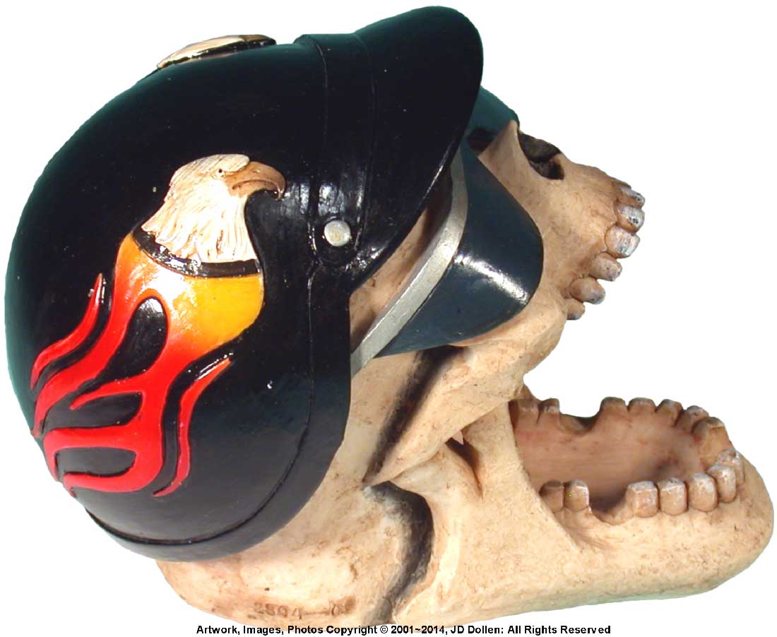#0400-2894-09: Halloween Voodoo Demon Highway Motorcycle Biker Ghost Rider Skull - Open Mouth - Small Ashtray Candy Dish, FREE SHIPPING!