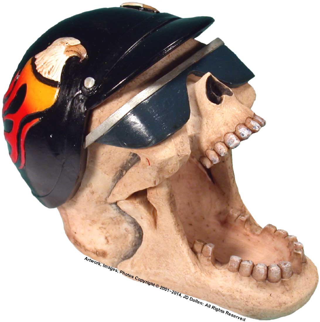 #0400-2894-09: Halloween Voodoo Demon Highway Motorcycle Biker Ghost Rider Skull - Open Mouth - Small Ashtray Candy Dish, FREE SHIPPING!