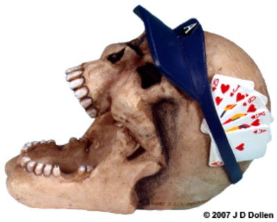 #0400-2894-15: Halloween Voodoo Demon Vegas Casino Card Dealer Human Skull - Open Mouth - Small Ashtray Candy Dish, FREE SHIPPING!