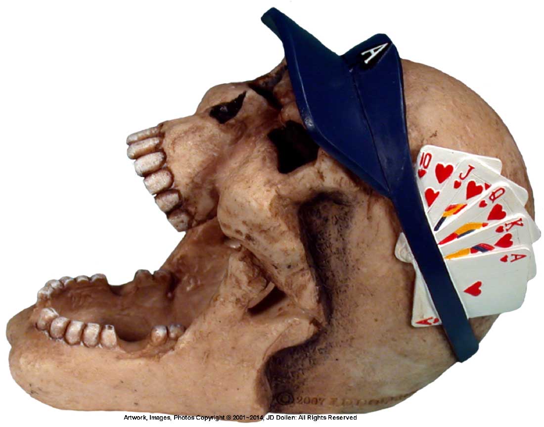 #0400-2894-15: Halloween Voodoo Demon Vegas Casino Card Dealer Human Skull - Open Mouth - Small Ashtray Candy Dish, FREE SHIPPING!