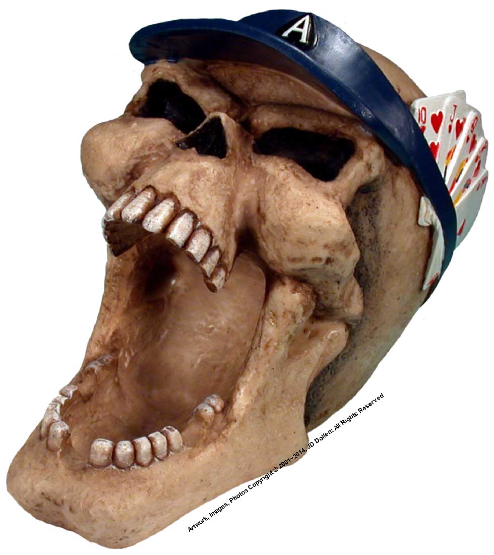 #0400-2894-15: Halloween Voodoo Demon Vegas Casino Card Dealer Human Skull - Open Mouth - Small Ashtray Candy Dish, FREE SHIPPING!