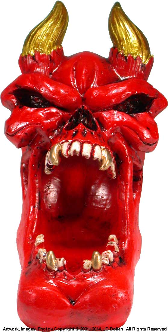 #0400-2894-24: Halloween Voodoo Red Devil Demon Horned Skull - Open Mouth - Small Ashtray Candy Dish, FREE SHIPPING!