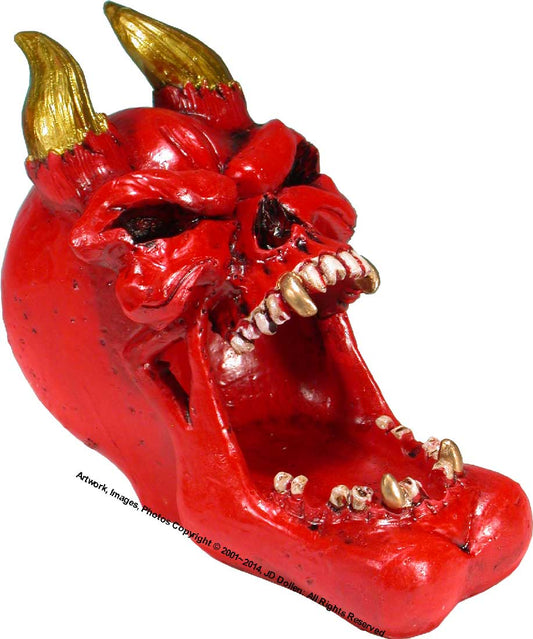 #0400-2894-24: Halloween Voodoo Red Devil Demon Horned Skull - Open Mouth - Small Ashtray Candy Dish, FREE SHIPPING!