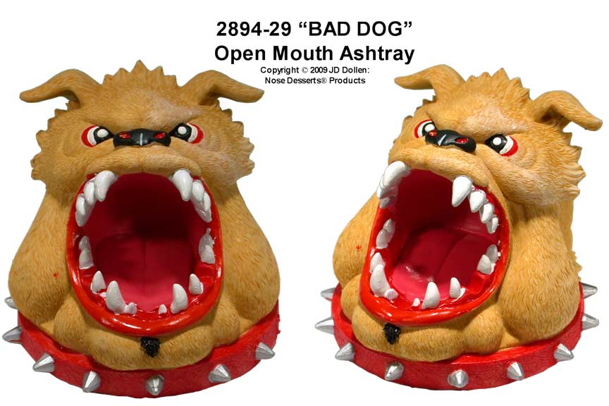 #0400-2894-29: Halloween Voodoo Big Bad Bull Dog - Open Mouth - Small Ashtray Candy Dish, FREE SHIPPING!