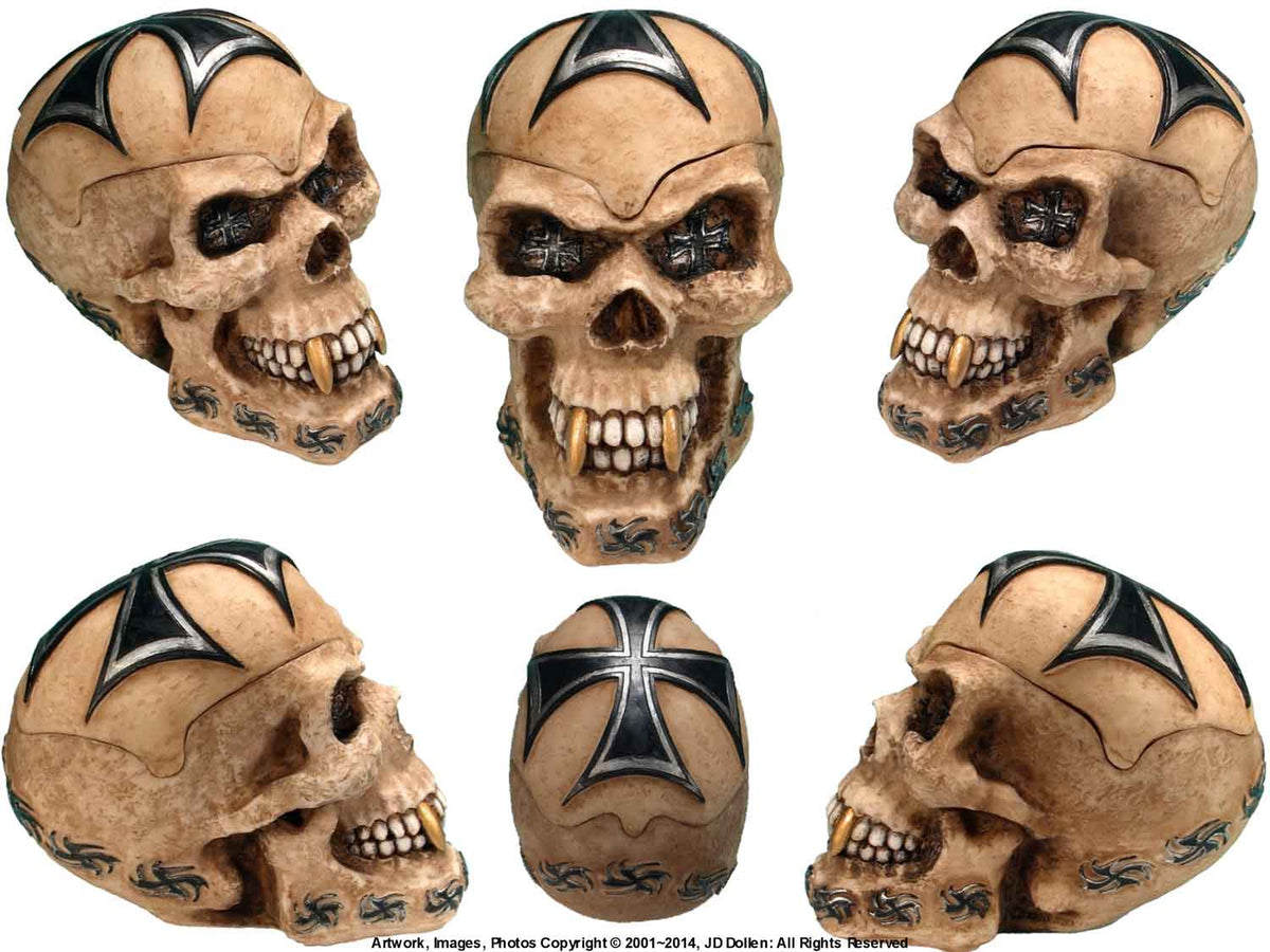 #0400-2895-06: Halloween Voodoo Iron Cross Devil-Demon Skull - Medium Sized Ashtray Candy Dish, FREE SHIPPING!