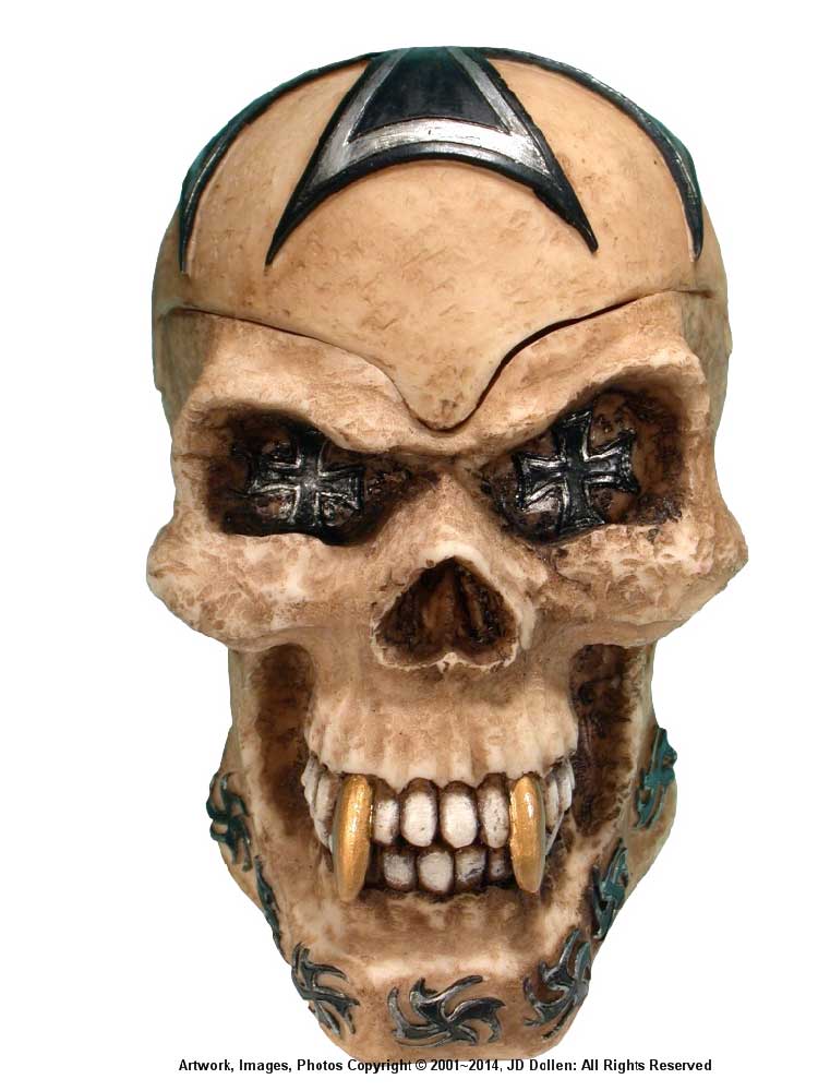 #0400-2895-06: Halloween Voodoo Iron Cross Devil-Demon Skull - Medium Sized Ashtray Candy Dish, FREE SHIPPING!