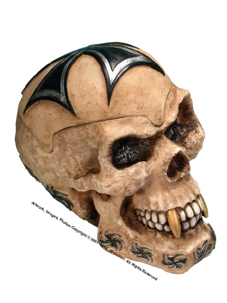 #0400-2895-06: Halloween Voodoo Iron Cross Devil-Demon Skull - Medium Sized Ashtray Candy Dish, FREE SHIPPING!