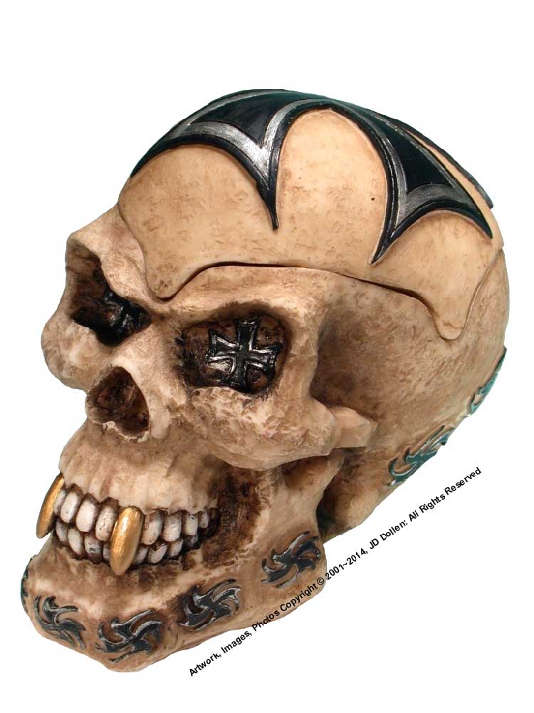 #0400-2895-06: Halloween Voodoo Iron Cross Devil-Demon Skull - Medium Sized Ashtray Candy Dish, FREE SHIPPING!