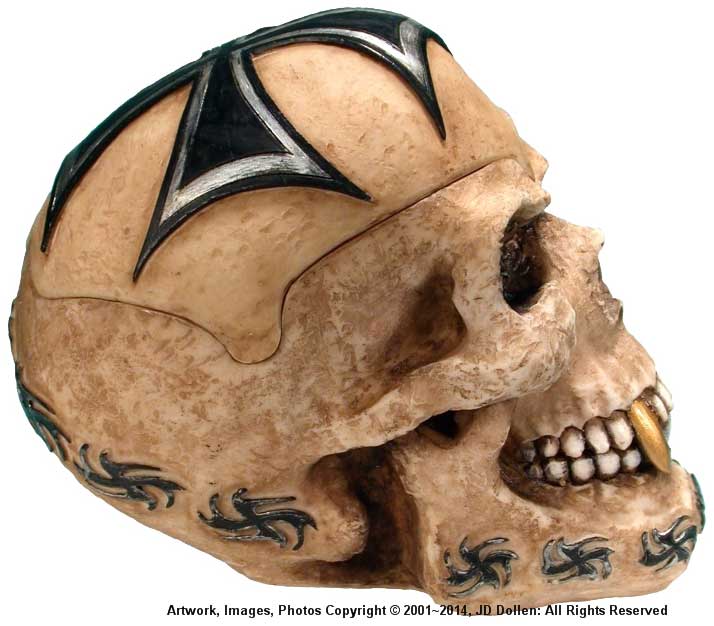 #0400-2895-06: Halloween Voodoo Iron Cross Devil-Demon Skull - Medium Sized Ashtray Candy Dish, FREE SHIPPING!
