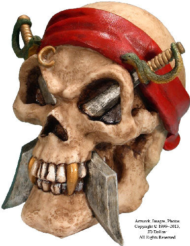 #0400-2895-10: Halloween Voodoo Pirate Daggers + Swords Devil-Demon Skull - Medium Sized Ashtray Candy Dish, FREE SHIPPING!