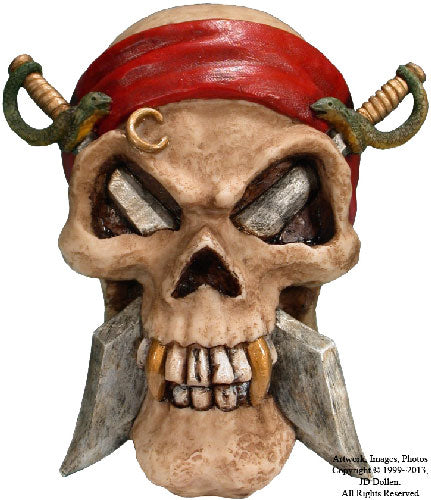 #0400-2895-10: Halloween Voodoo Pirate Daggers + Swords Devil-Demon Skull - Medium Sized Ashtray Candy Dish, FREE SHIPPING!