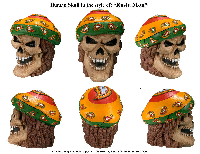 #0400-2895-18: Halloween Voodoo Pirate Jamaican Rasta Devil-Demon Skull - Medium Sized Ashtray Candy Dish, FREE SHIPPING!