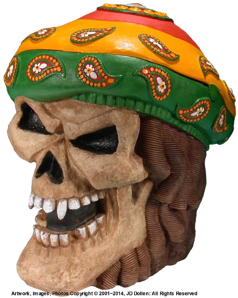 #0400-2895-18: Halloween Voodoo Pirate Jamaican Rasta Devil-Demon Skull - Medium Sized Ashtray Candy Dish, FREE SHIPPING!