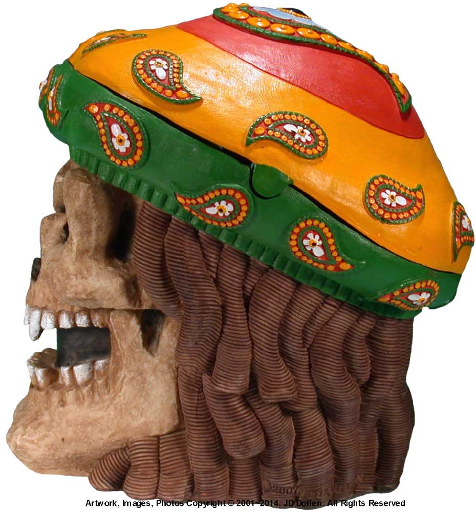 #0400-2895-18: Halloween Voodoo Pirate Jamaican Rasta Devil-Demon Skull - Medium Sized Ashtray Candy Dish, FREE SHIPPING!
