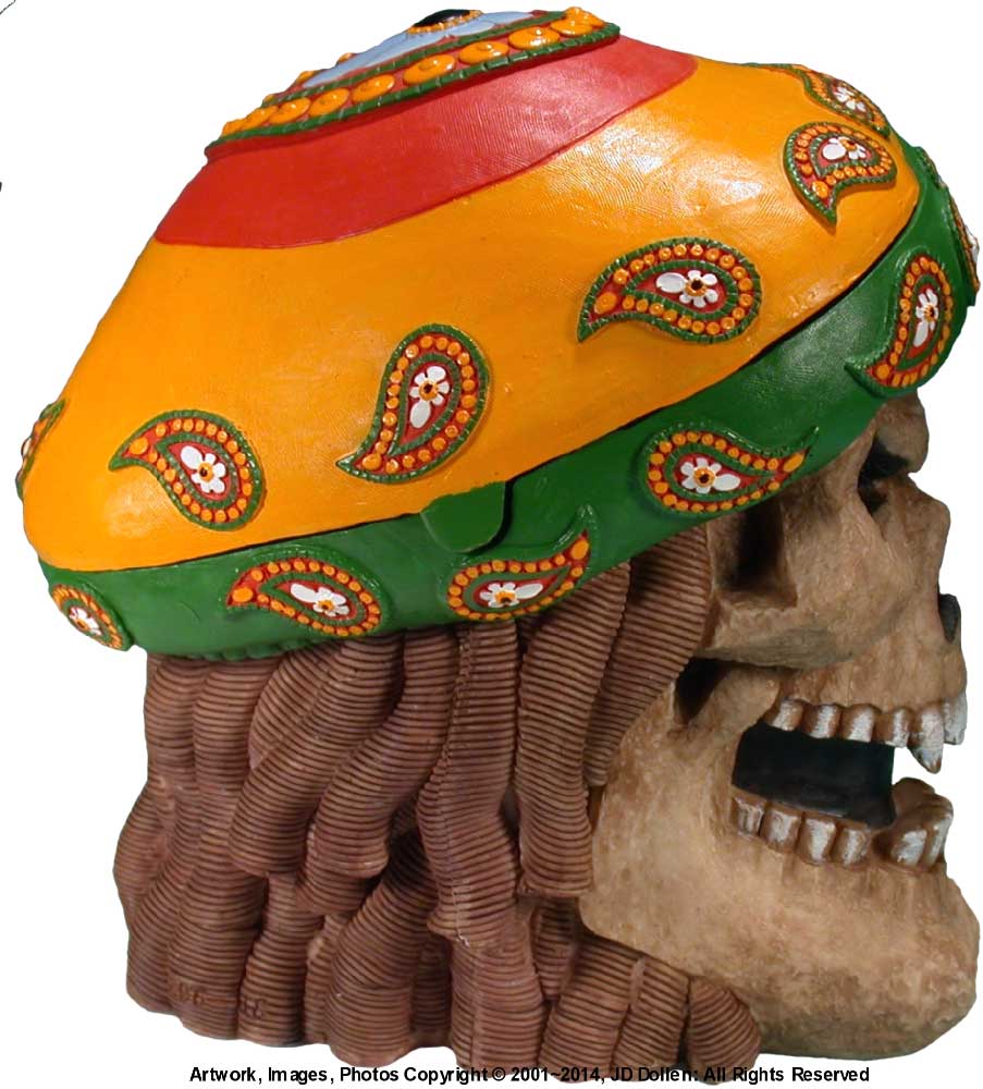 #0400-2895-18: Halloween Voodoo Pirate Jamaican Rasta Devil-Demon Skull - Medium Sized Ashtray Candy Dish, FREE SHIPPING!
