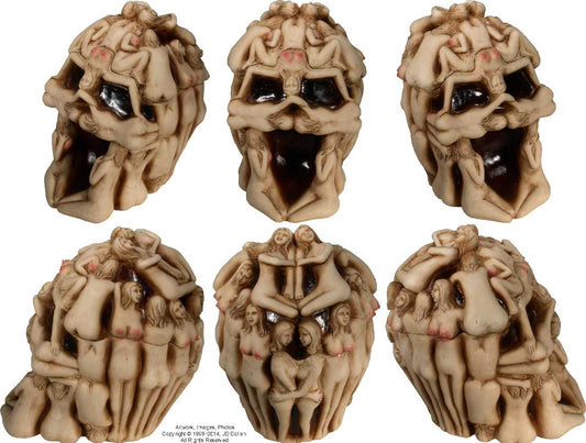 #0400-2895-29: Daliesque Nymphette Women Nudes Exotic Surreal Style Skull - Medium Sized Ashtray Candy Dish, FREE SHIPPING!