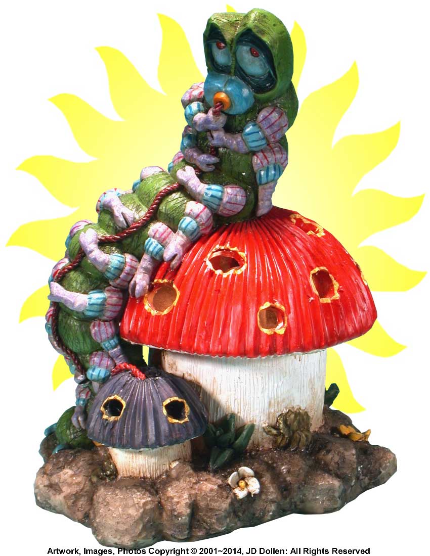 #0400-2950: Alice Wonderland Caterpillar Magic Mushrooms Night Light Lamp 7-watt Bulb, 110v 6’ft Electric Cord In-line Cord On-Off Switch - FREE SHIPPING!