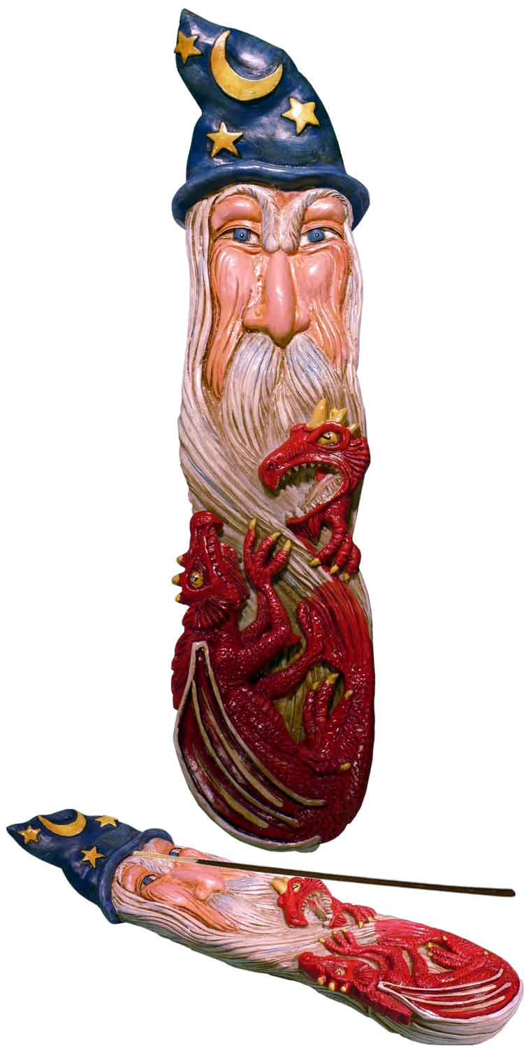 Twin Dragons Blood and Magic Wizard Incense Stick Burner Ash-catcher USA #3044, FREE SHIPPING!