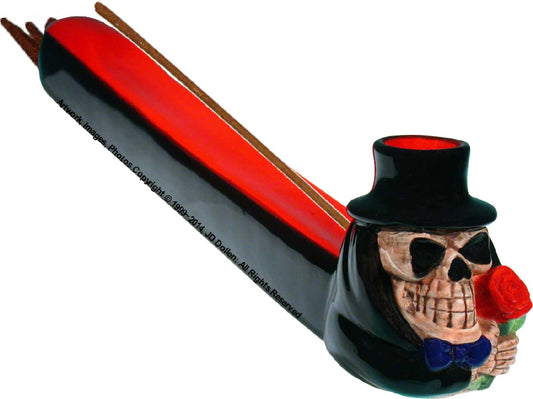 Awesome Peace Pipe Grateful Skull Cadaver Dead Head Tobacco Pipe + Incense Bong Burner, Made USA -FREE SHIPPING!