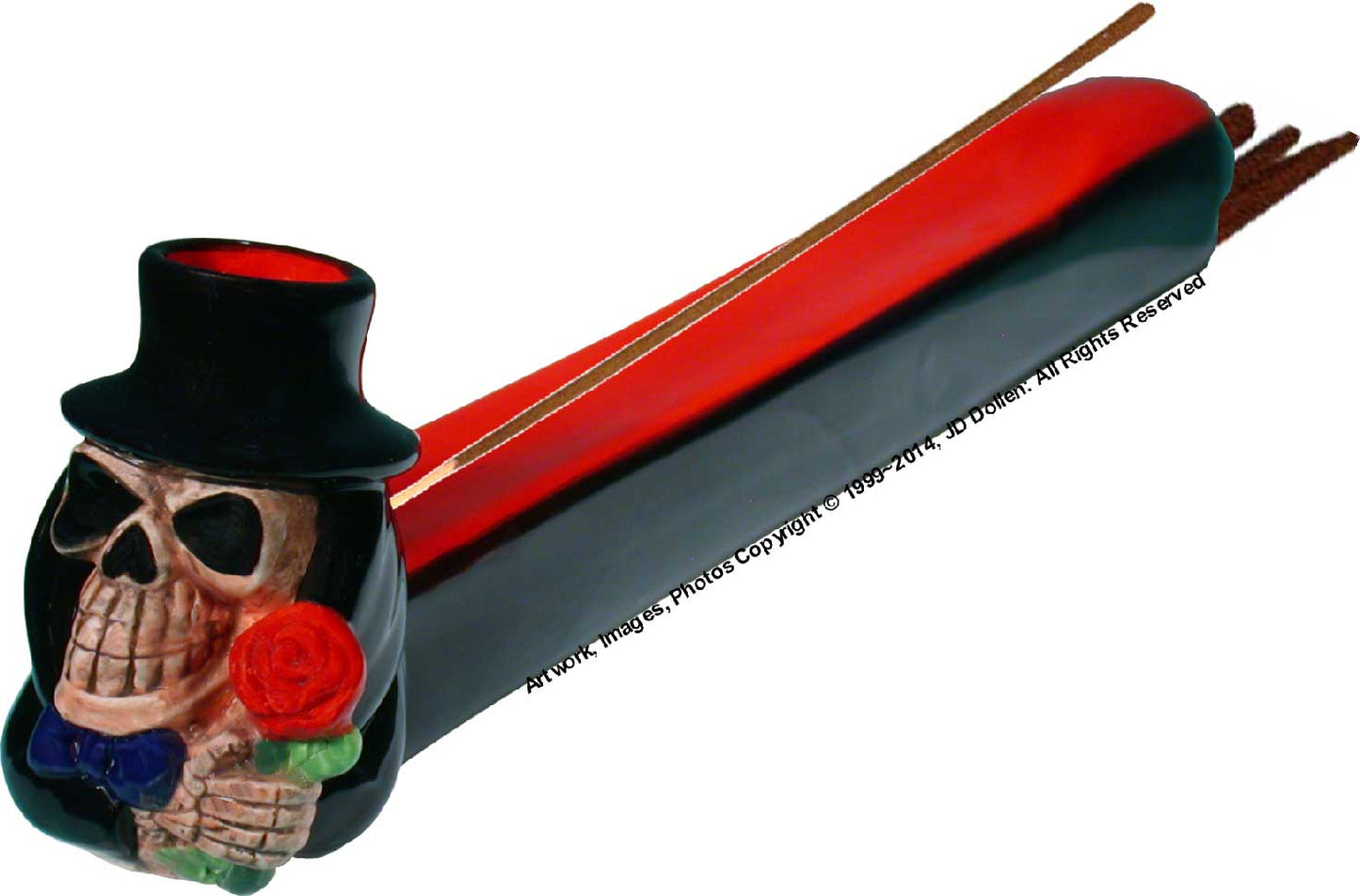 Awesome Peace Pipe Grateful Skull Cadaver Dead Head Tobacco Pipe + Incense Bong Burner, Made USA -FREE SHIPPING!