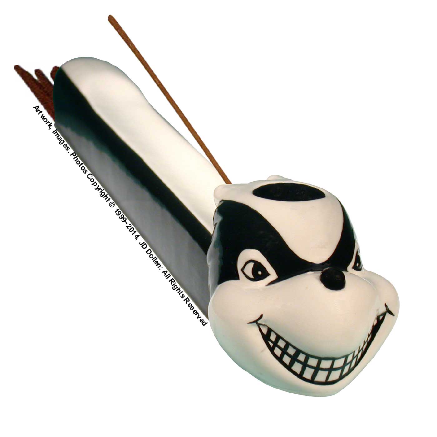 Awesome Peace Pipe Grateful Head Skunk Ceramic Glass combination Tobacco and Incense Burner Made in USA -FREE SHIPPING!