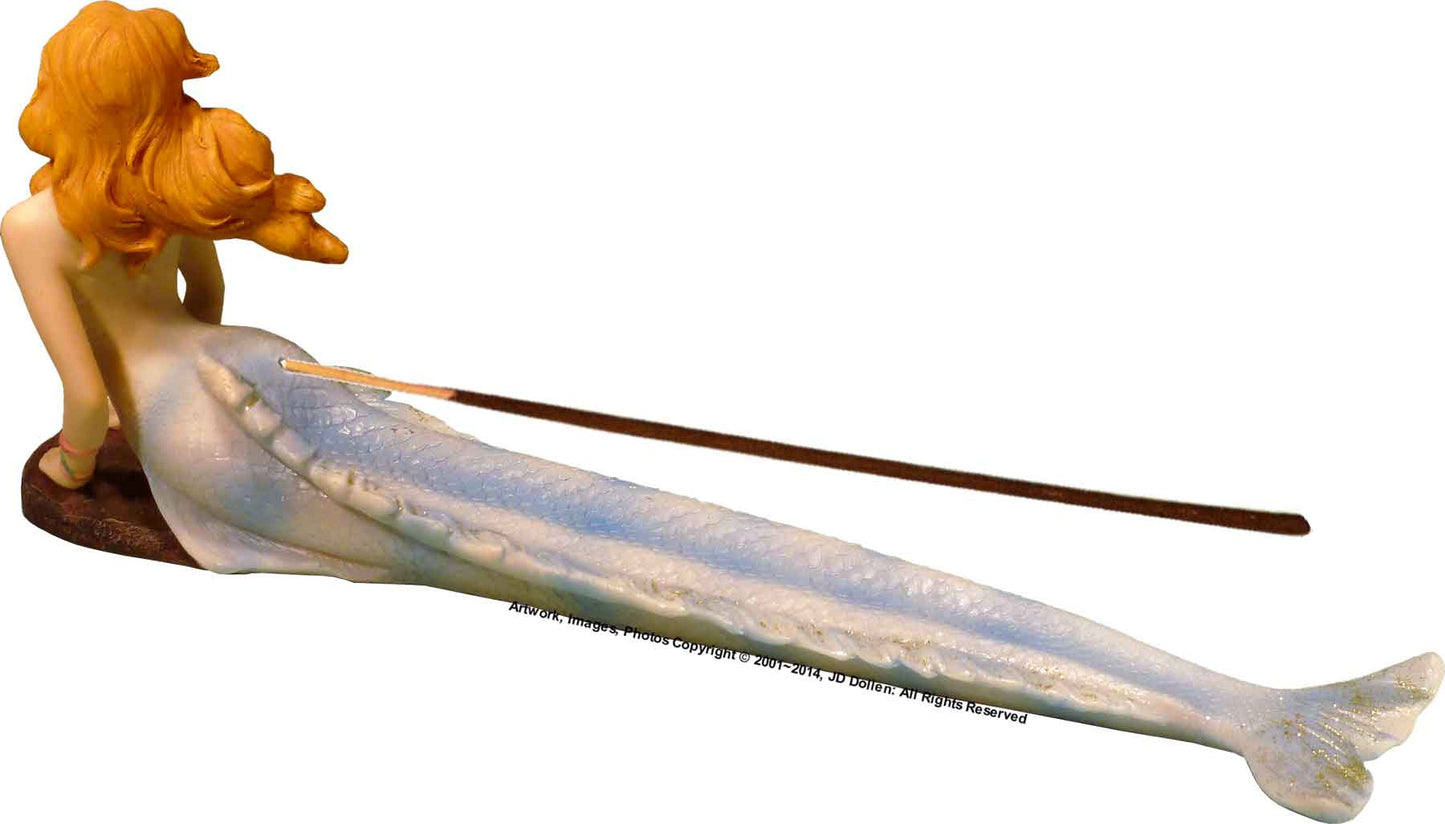 Mermaid Sea Ocean Maiden Stick Incense Burner + Ash-catcher, FREE SHIPPING!