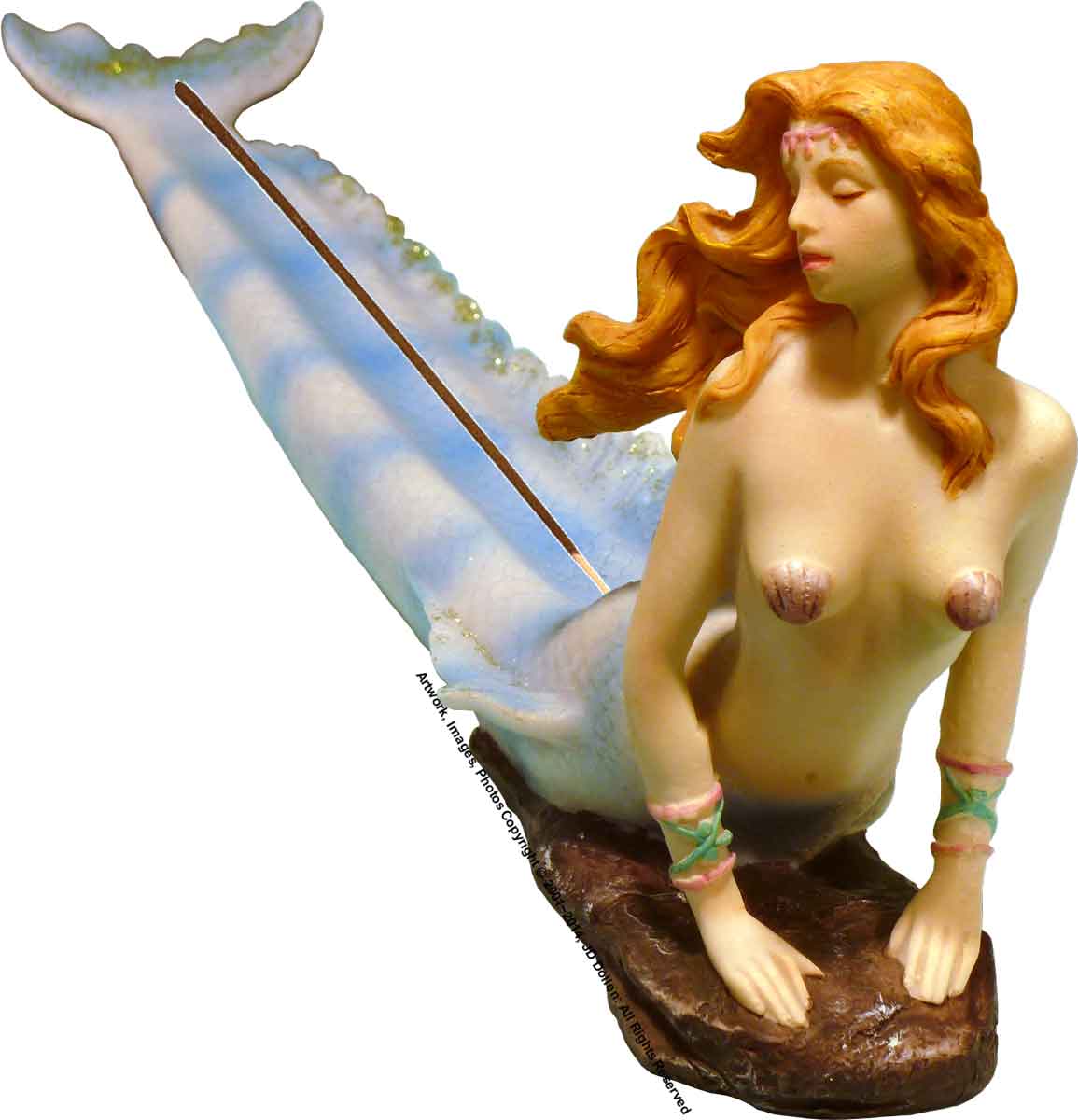 Mermaid Sea Ocean Maiden Stick Incense Burner + Ash-catcher, FREE SHIPPING!